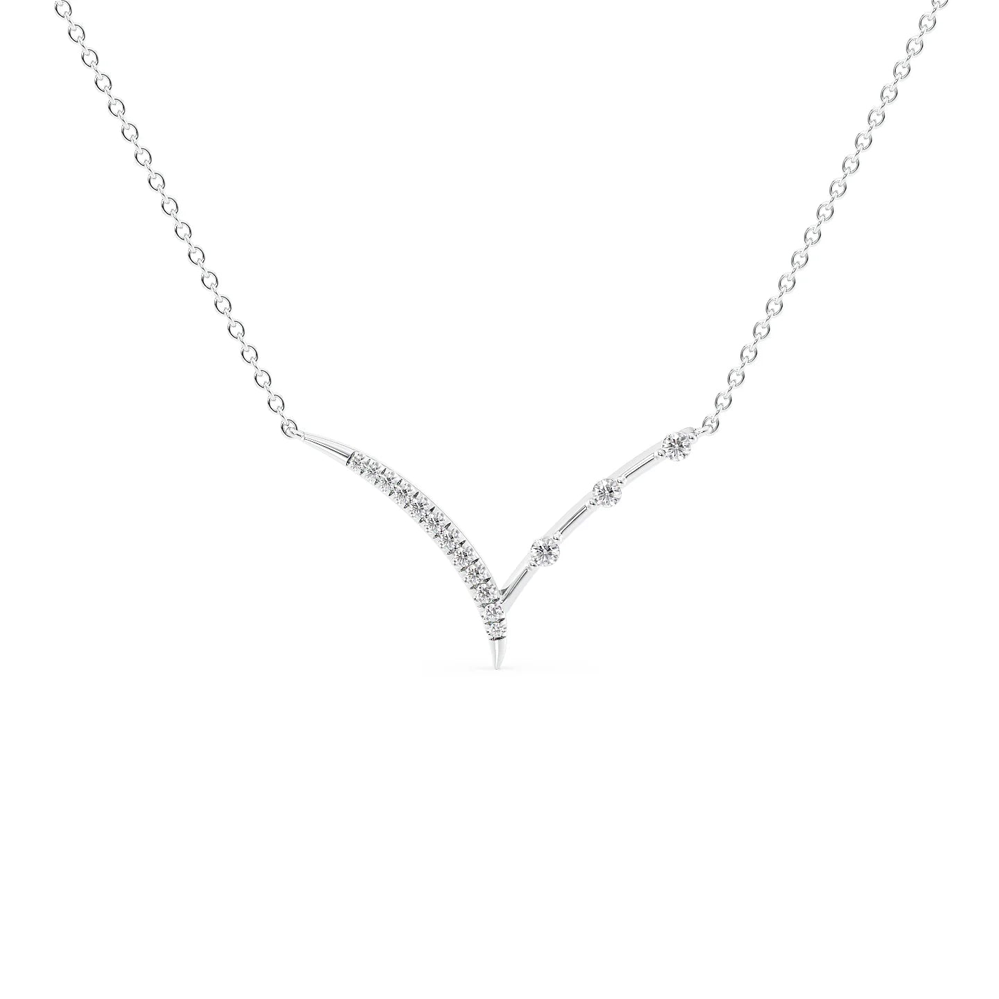 Layla-0.15 Carats Round Moissanite Half Chevron Necklace