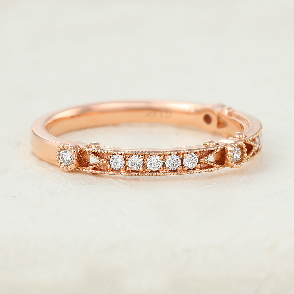 Ariana-0.15 TCW Round Moissanite vintage Wedding Band