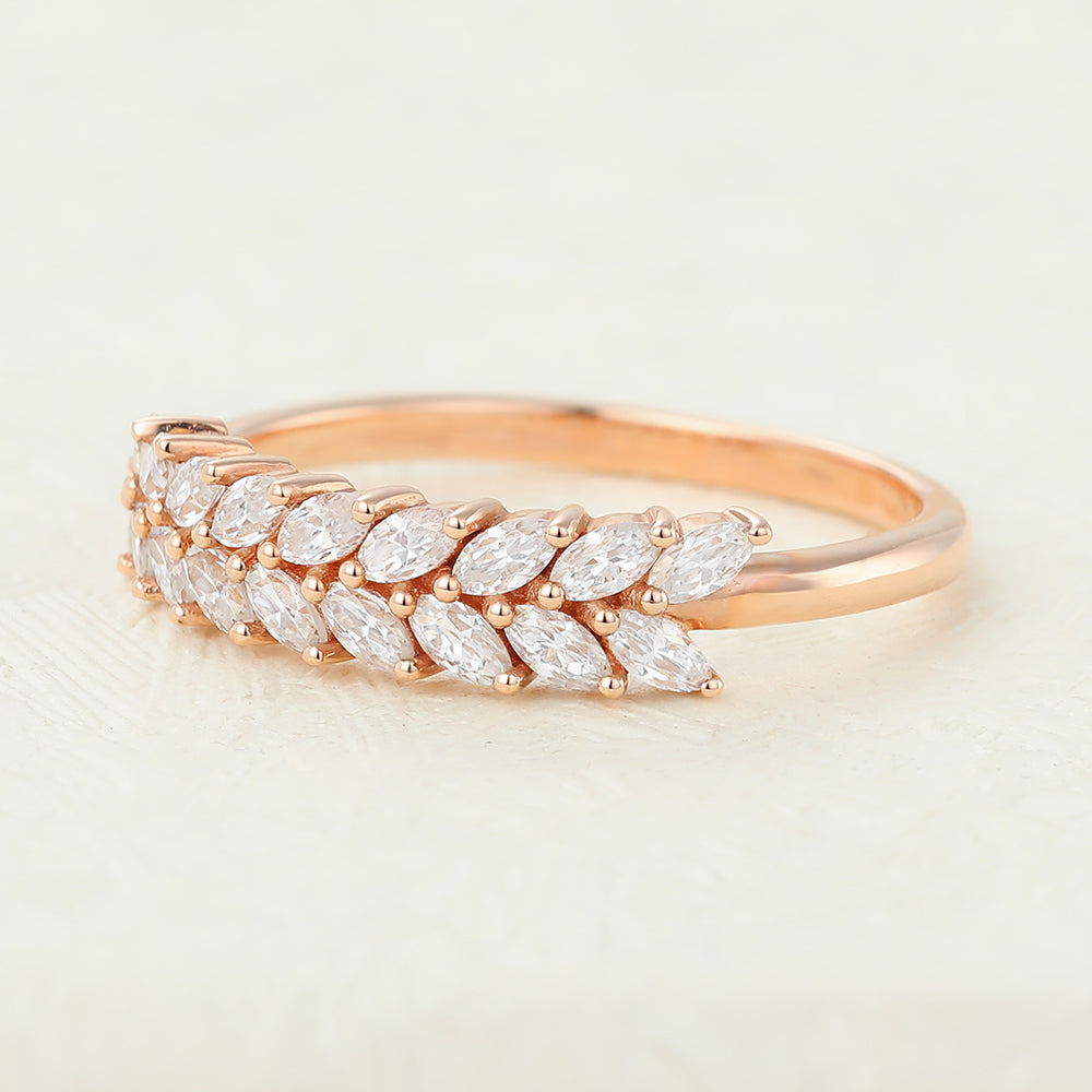 Taylor-0.72 TCW Marquise Moissanite Unique Etenity Wedding Band