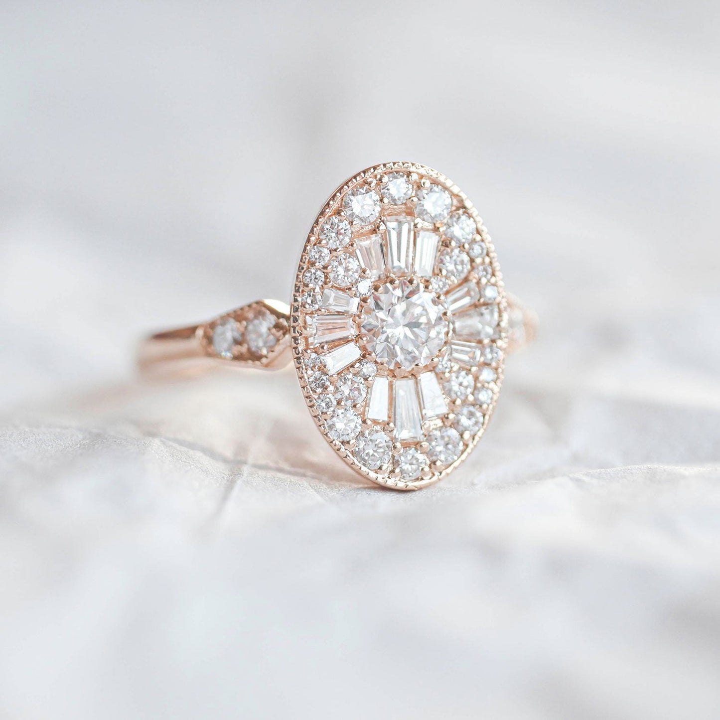 0.35 CT Round Shape Ballerina CVD Diamond Engagement  Ring