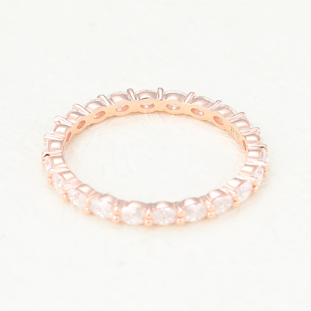 Zachary-1.32 TCW Oval Moissanite Bezel Wedding Band