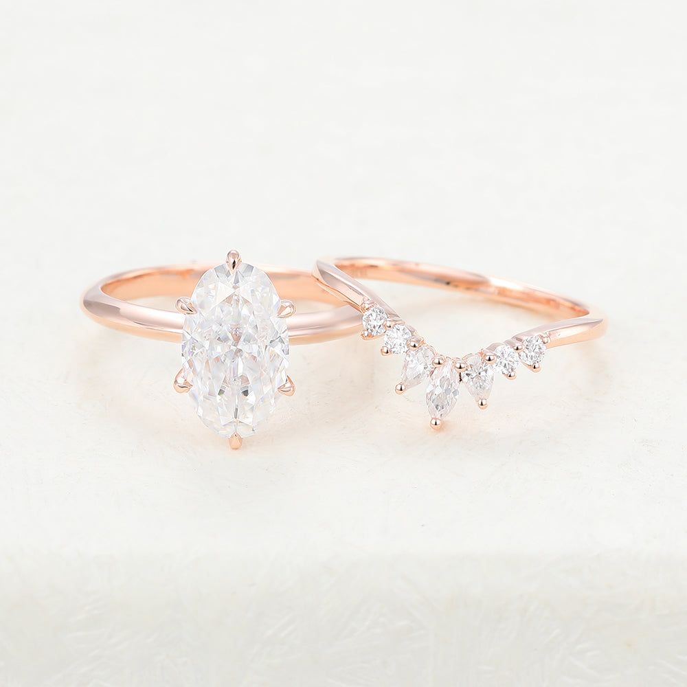 Micah-2.5 Carats Oval Moissanite Solitaire Bridal Ring Set