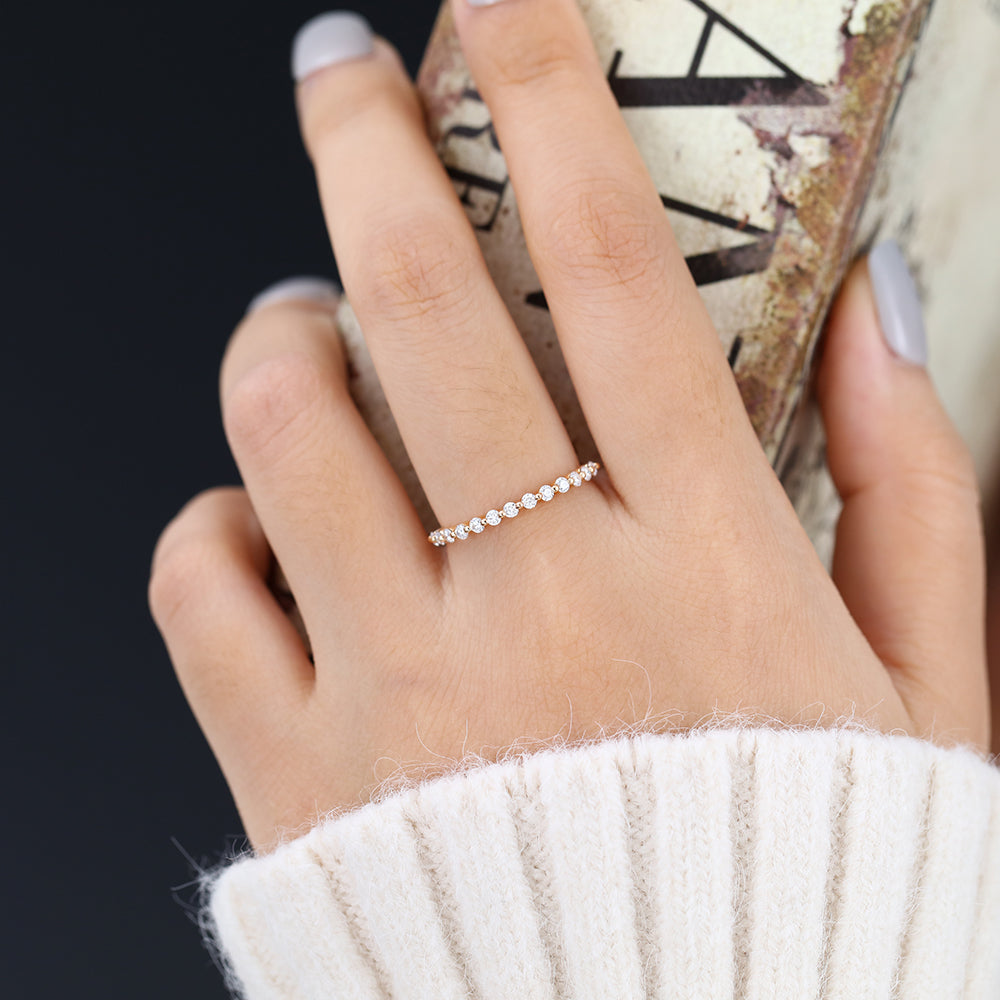 Nolan-0.31 TCW Round Moissanite Bezel Wedding Band