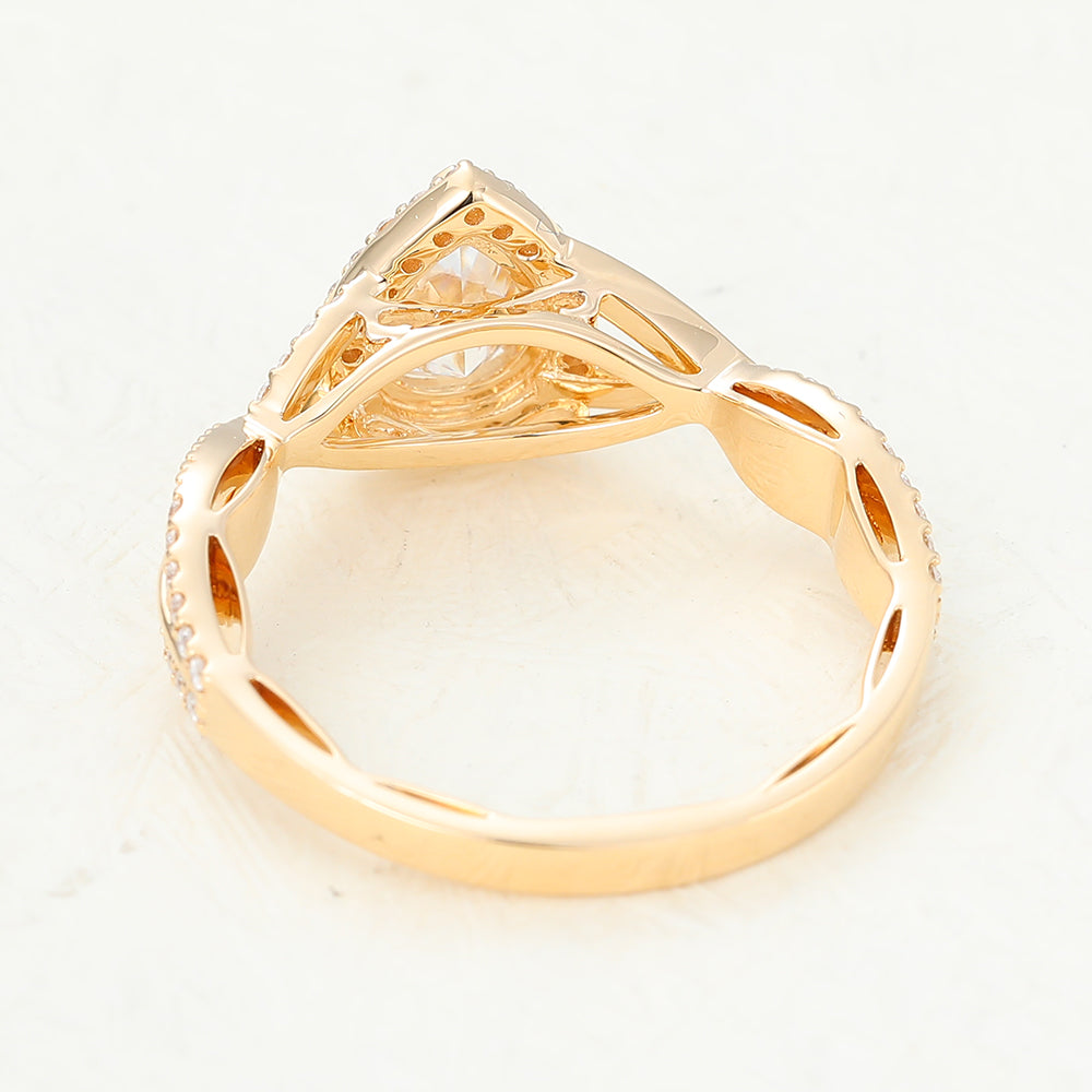 Ruth-0.43 Pear Moissanite Halo Engagement Ring