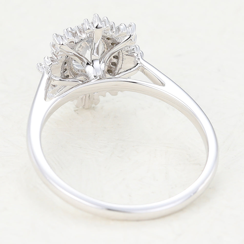 Amaya-0.84 Carats Oval Moissanite Double Halo Engagement Ring