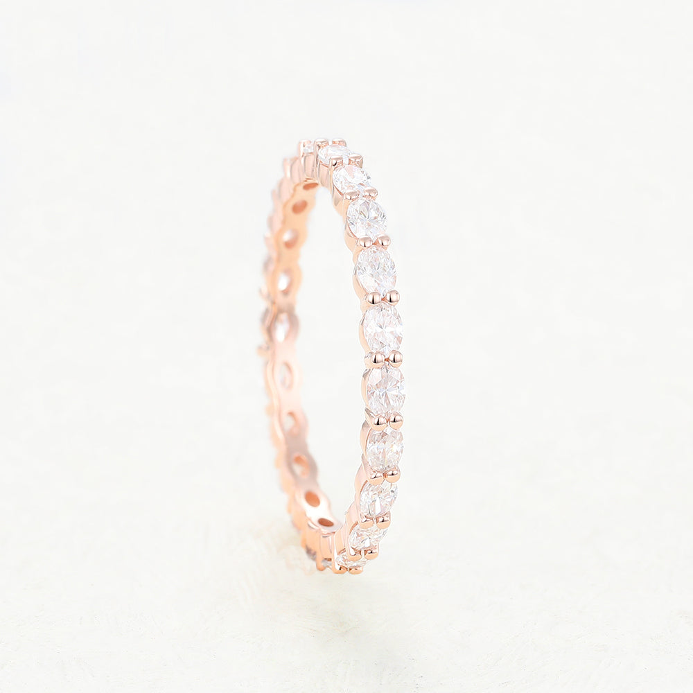 Zachary-1.32 TCW Oval Moissanite Bezel Wedding Band