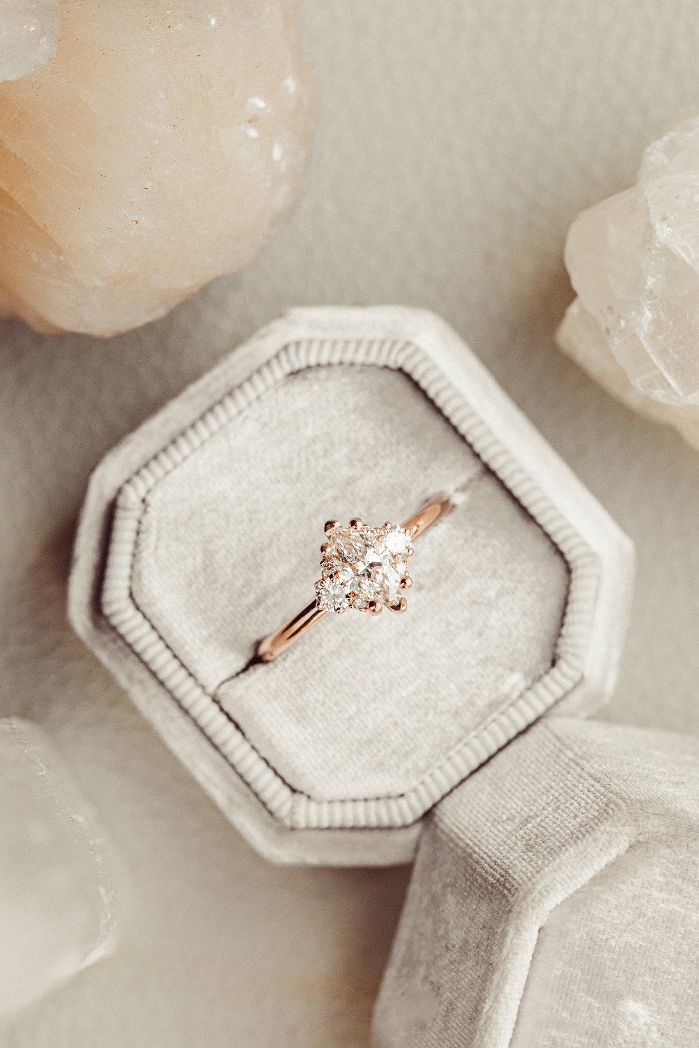 0.50 CT Carats Marquise Cut Moissanite diamond Cluster Style Engagement Ring