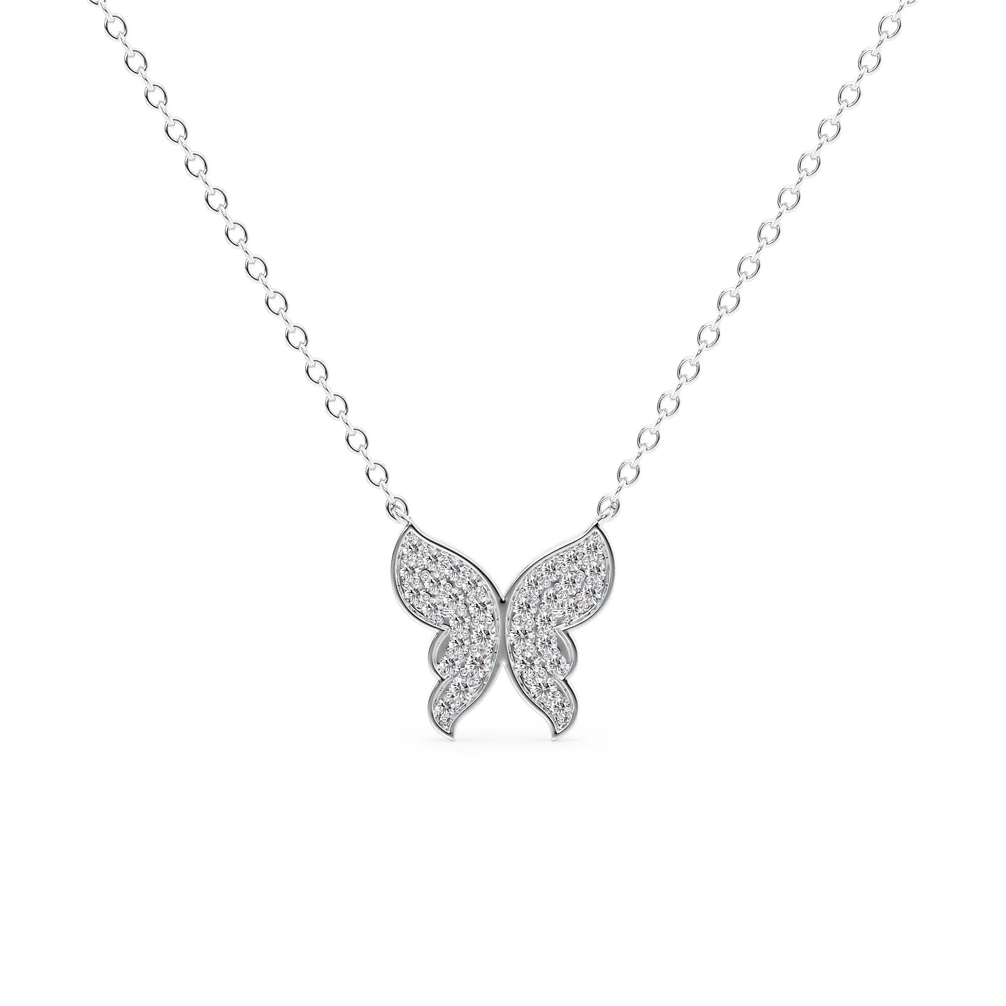 Claire-0.35 Carats Round Moissanite Butterfly Necklace