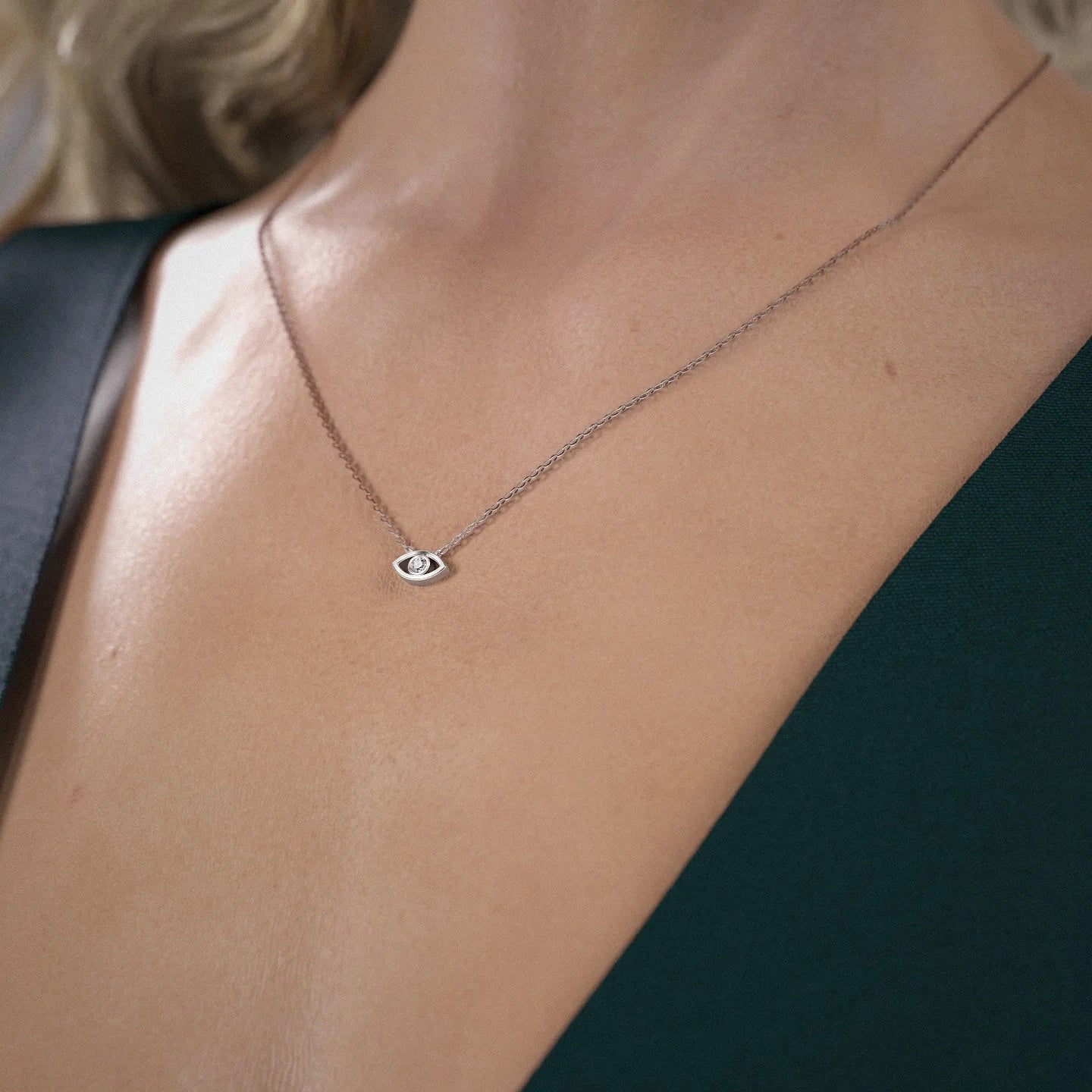 Stella-0.07 Carats Round Moissanite Bezel Necklace