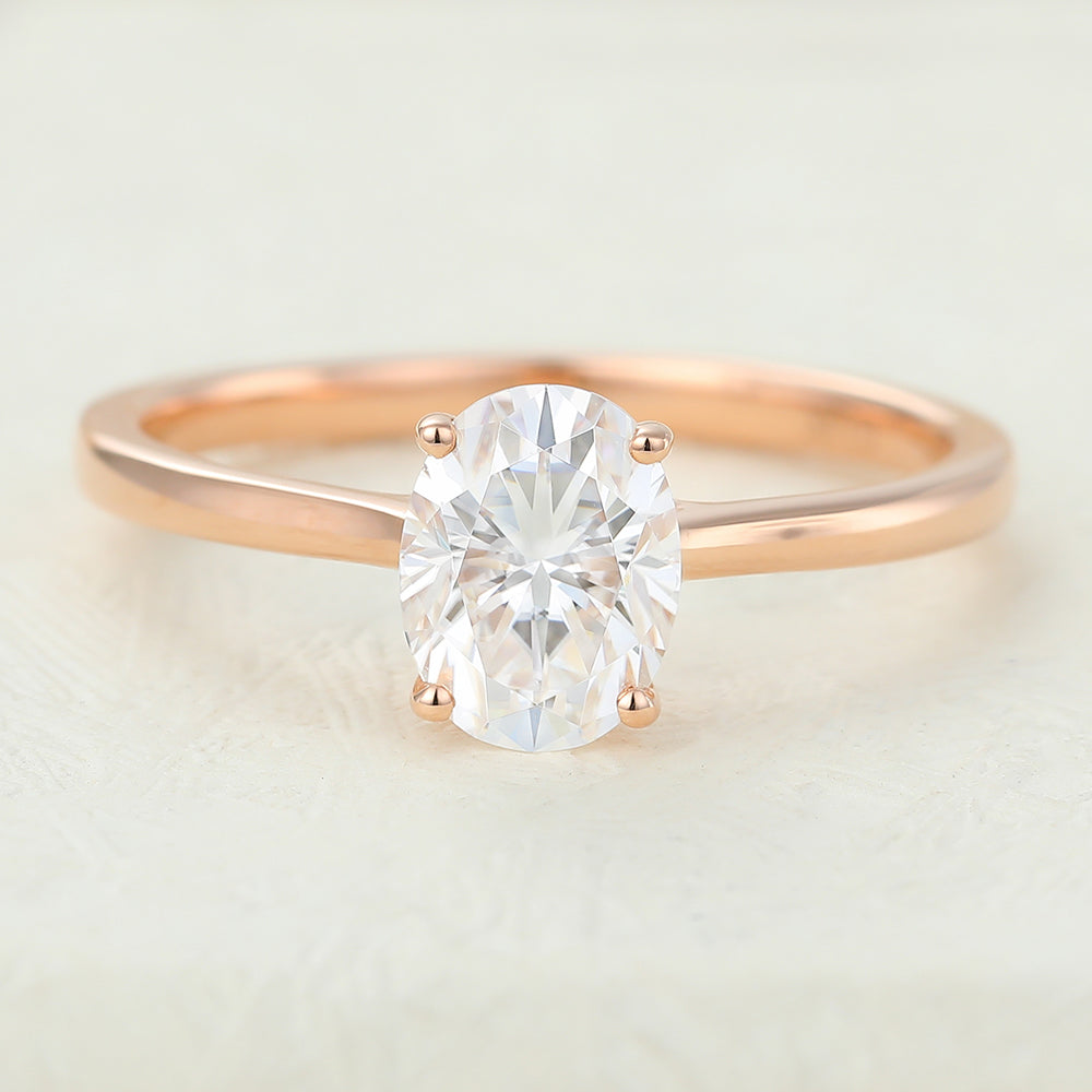 Ana-1.33 Carats Oval Moissanite Solitaire Engagement Ring