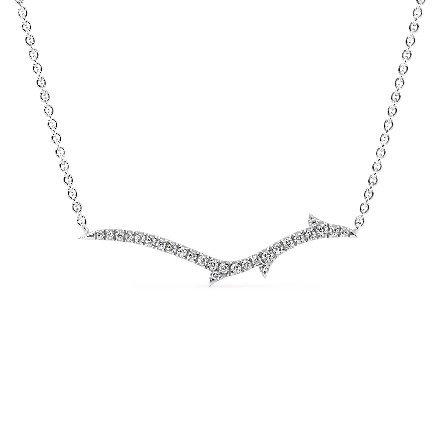 Violet-0.15 Carats Round Moissanite Small Twig Pave Necklace