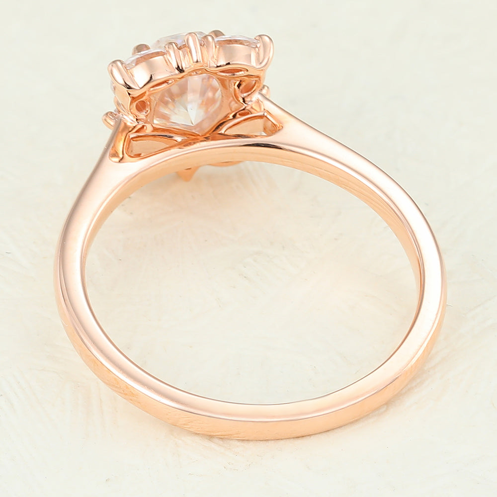 Annika-0.84 Carats Oval  Moissanite Cluster Engagement Ring