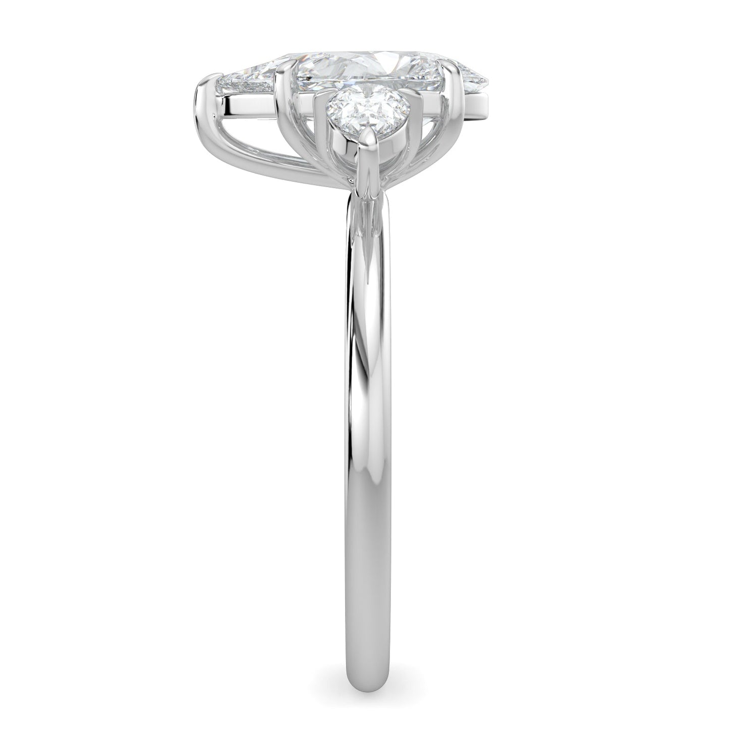Sarah-1.0 Carats Pear Moissanite Three Stone Engagement Ring