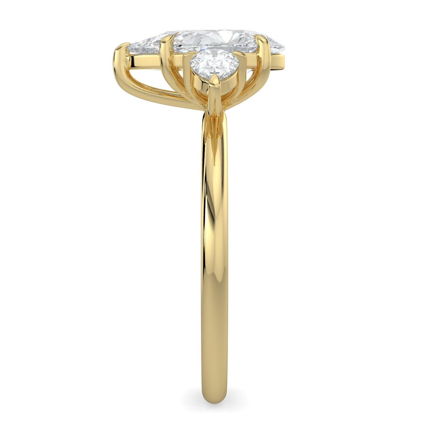Sarah-1.0 Carats Pear Moissanite Three Stone Engagement Ring