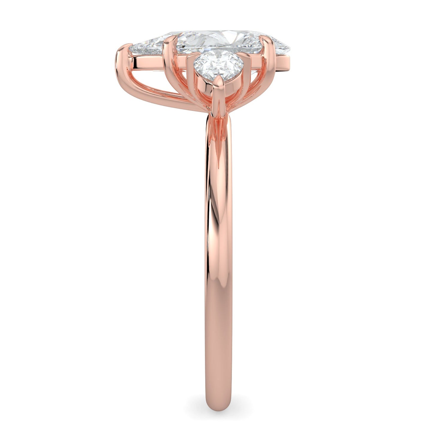 Sarah-1.0 Carats Pear Moissanite Three Stone Engagement Ring