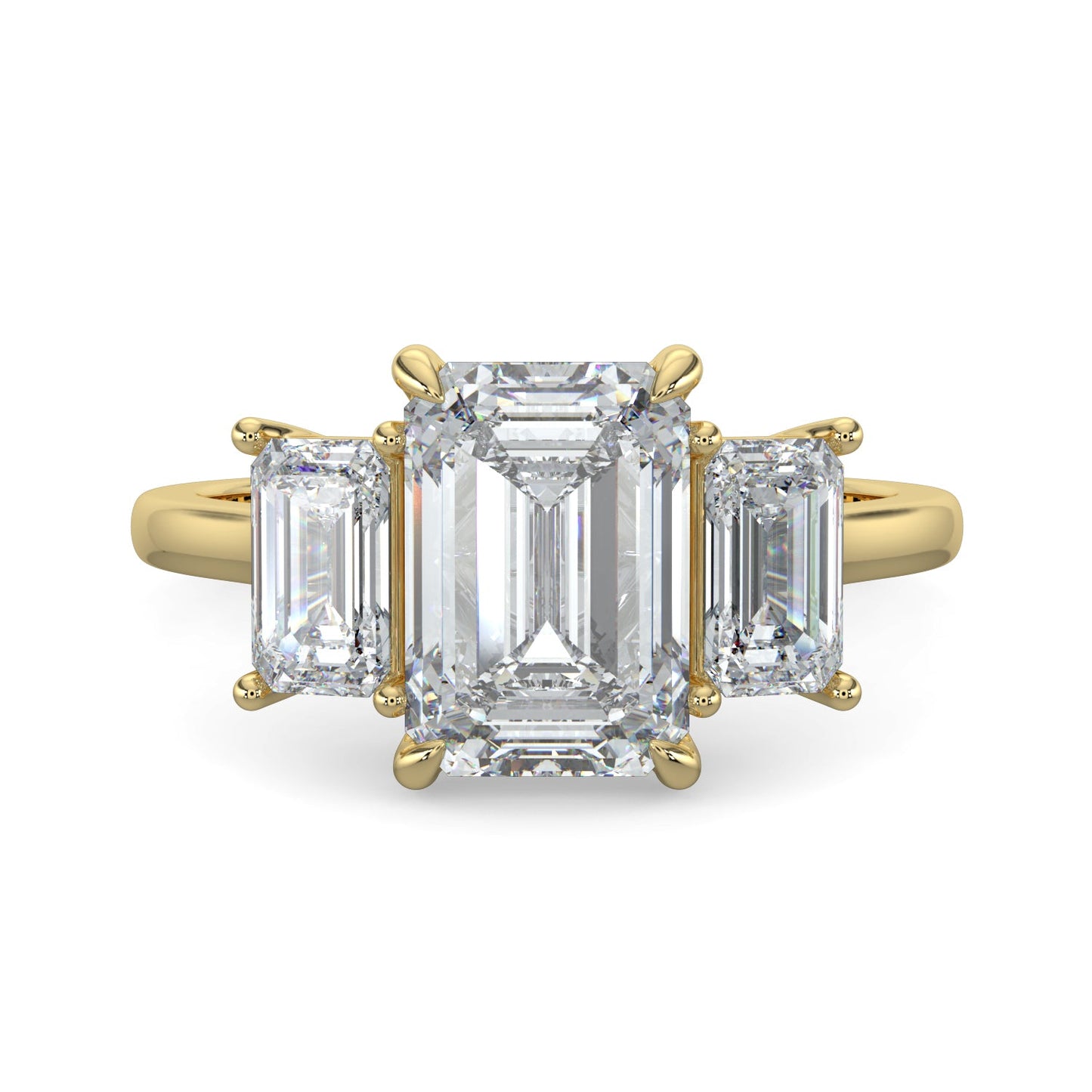 Piper-2.0 Carats Emerald Moissanite Three Stone Engagement Ring
