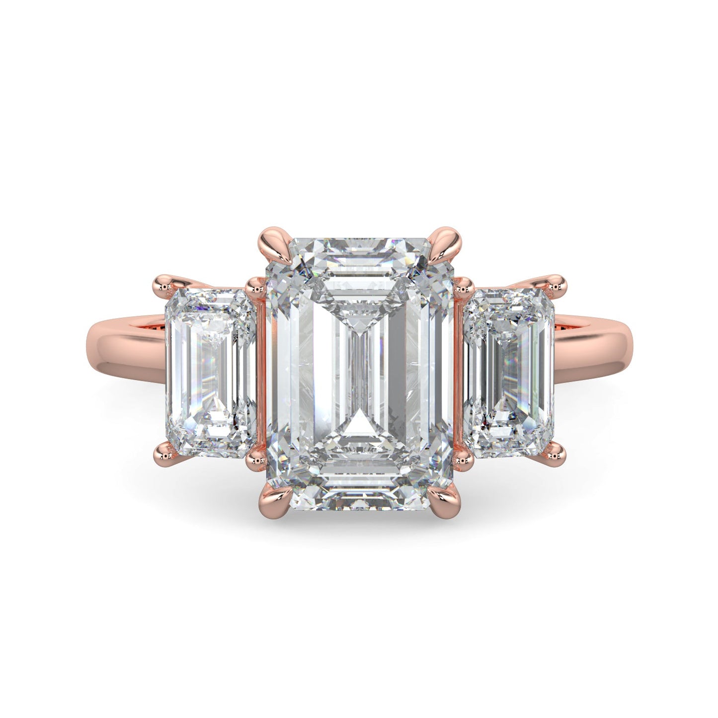 Piper-2.0 Carats Emerald Moissanite Three Stone Engagement Ring