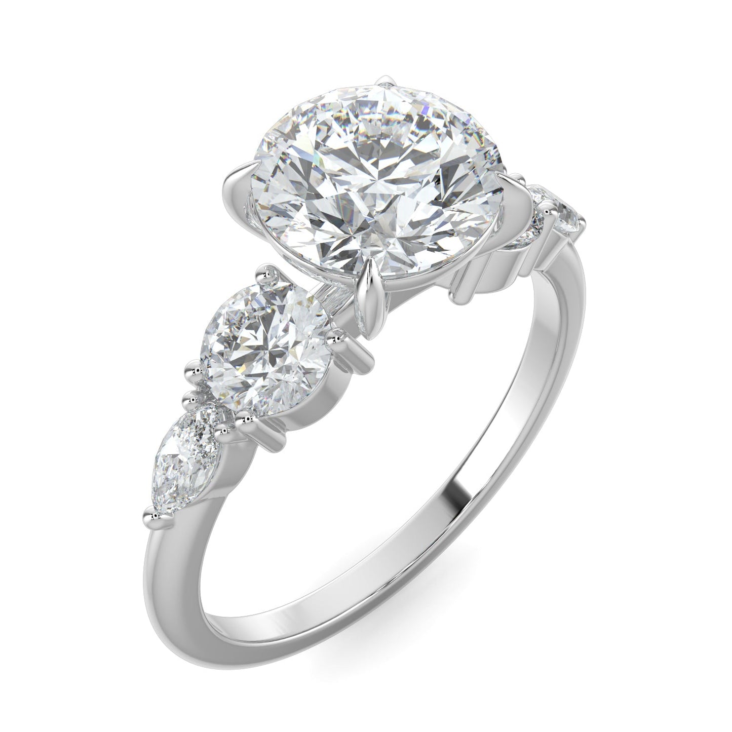 Skylar-1.30 Carats Round Moissanite Cluster Engagement Ring
