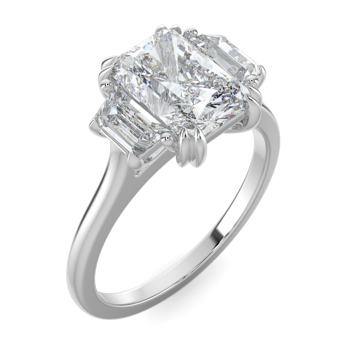 Caroline-1.50 Carats Radiant Moissanite Three Stone Engagement Ring