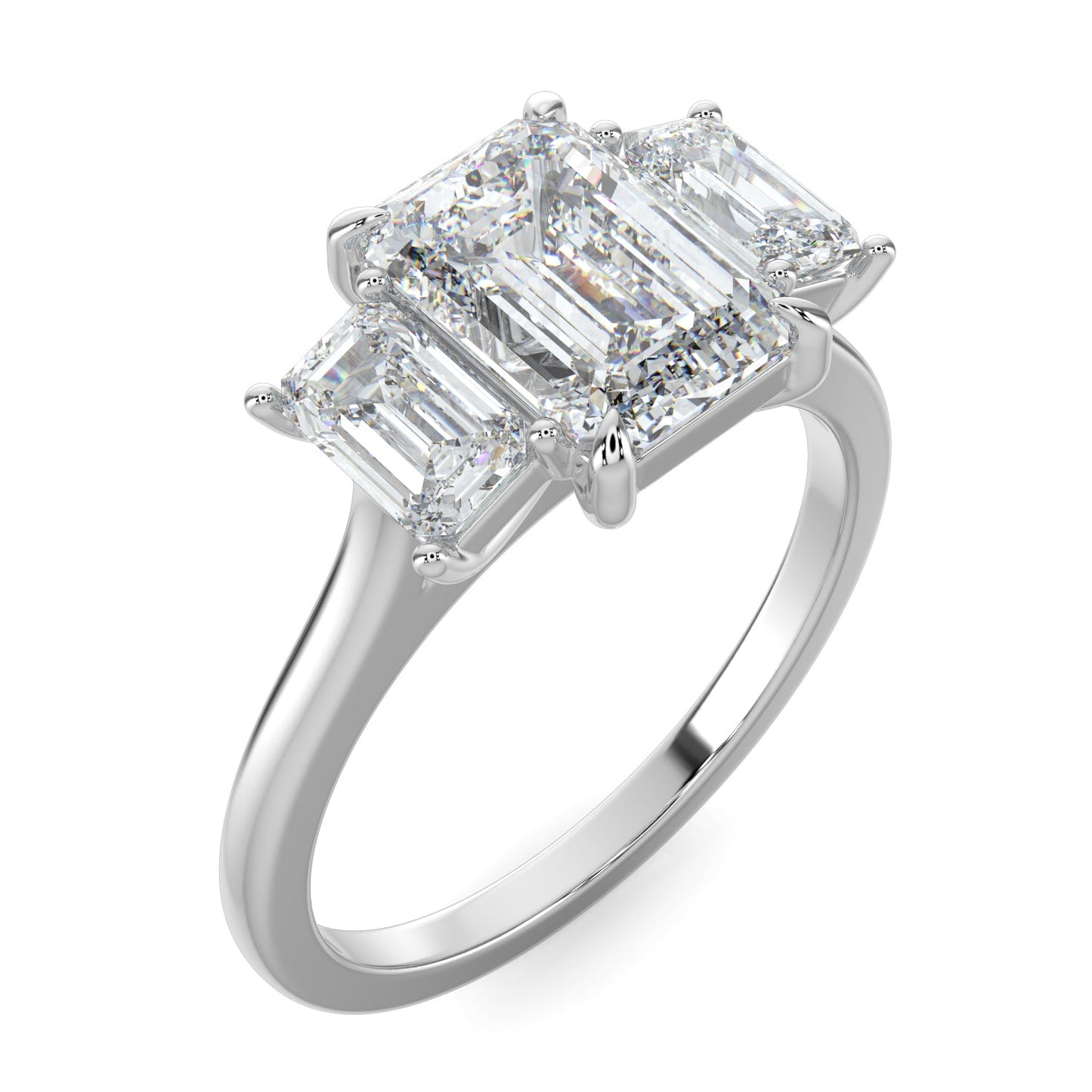 Piper-2.0 Carats Emerald Moissanite Three Stone Engagement Ring
