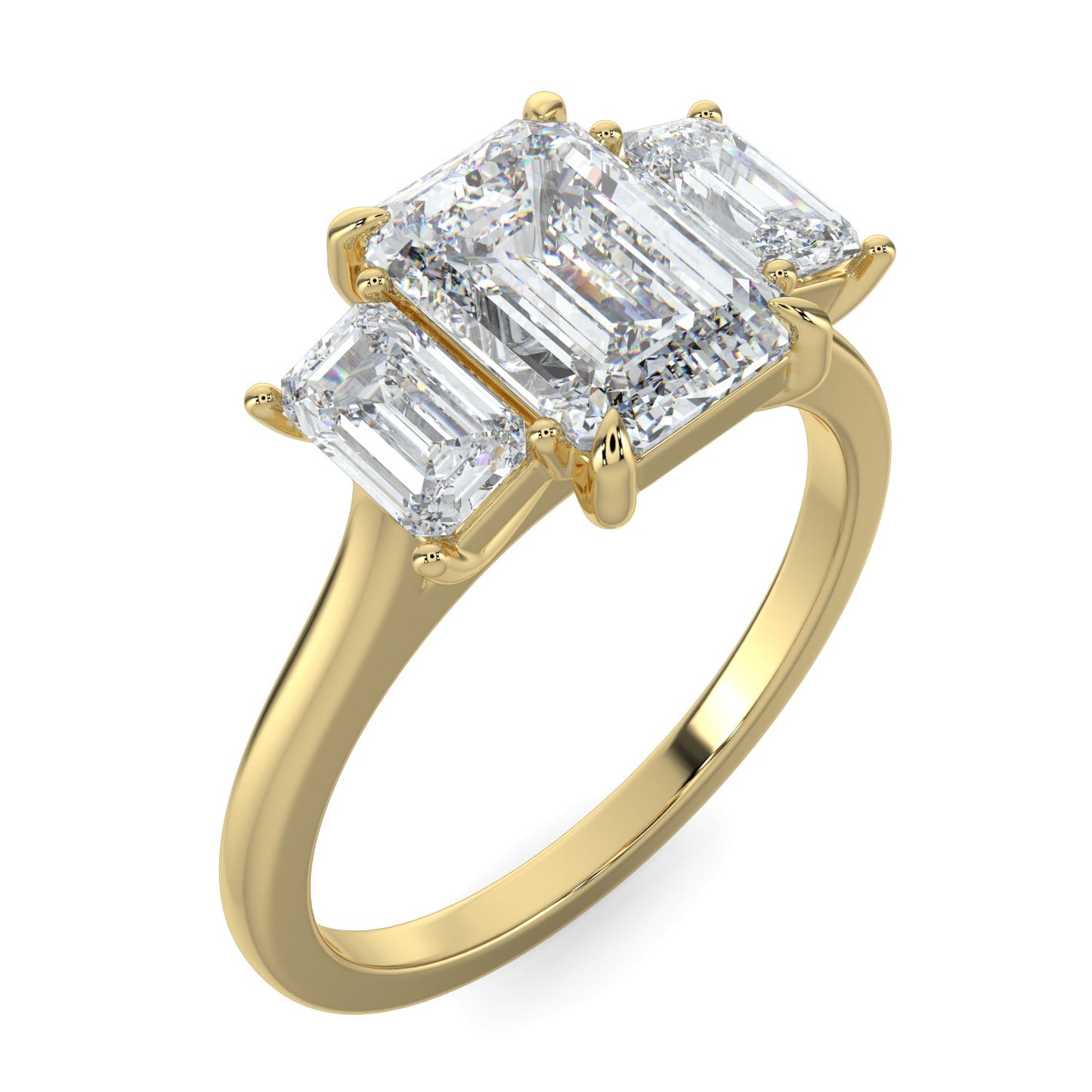 Piper-2.0 Carats Emerald Moissanite Three Stone Engagement Ring