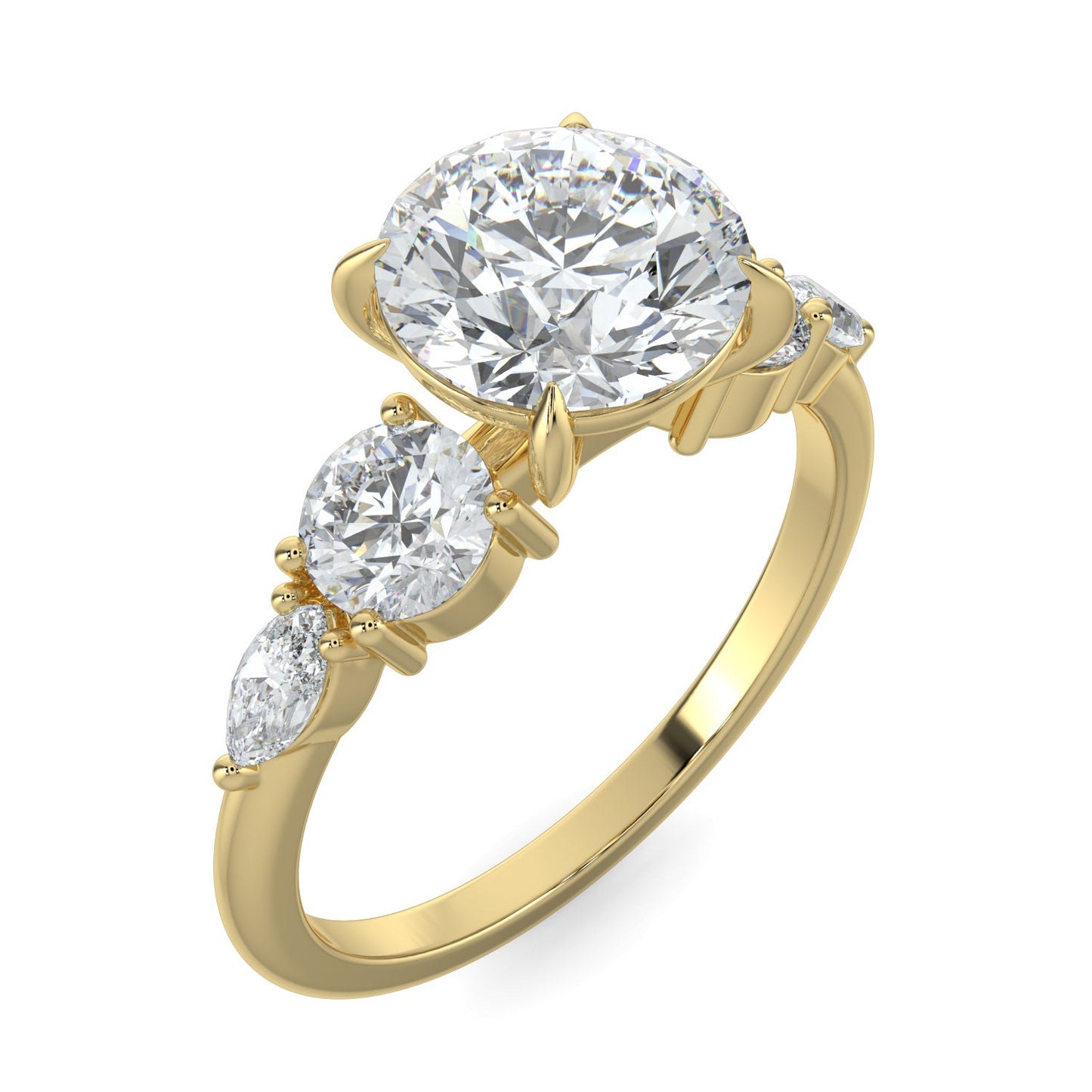 Skylar-1.30 Carats Round Moissanite Cluster Engagement Ring