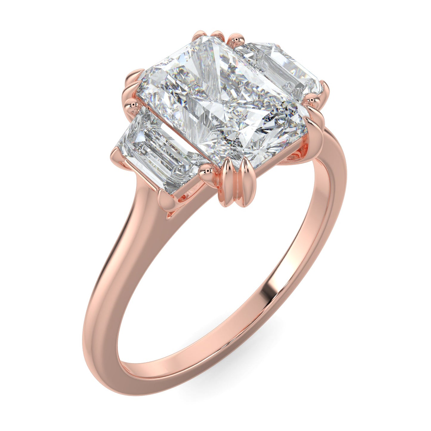 Caroline-1.50 Carats Radiant Moissanite Three Stone Engagement Ring