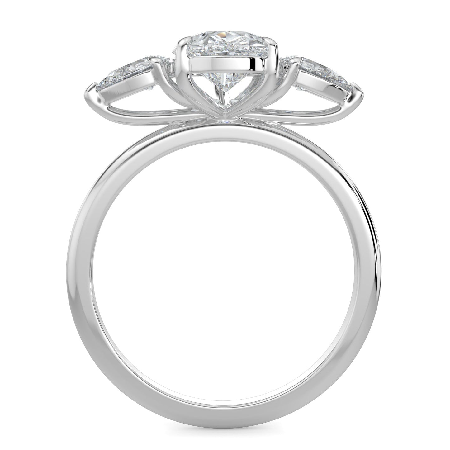 Sarah-1.0 Carats Pear Moissanite Three Stone Engagement Ring