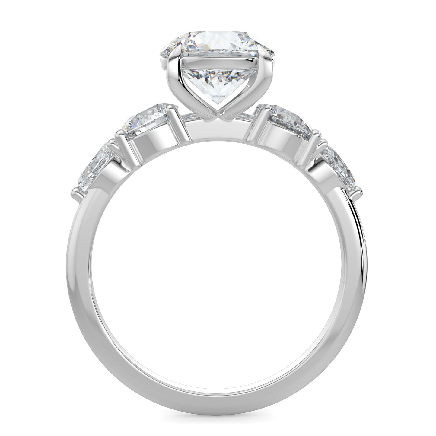 Skylar-1.30 Carats Round Moissanite Cluster Engagement Ring