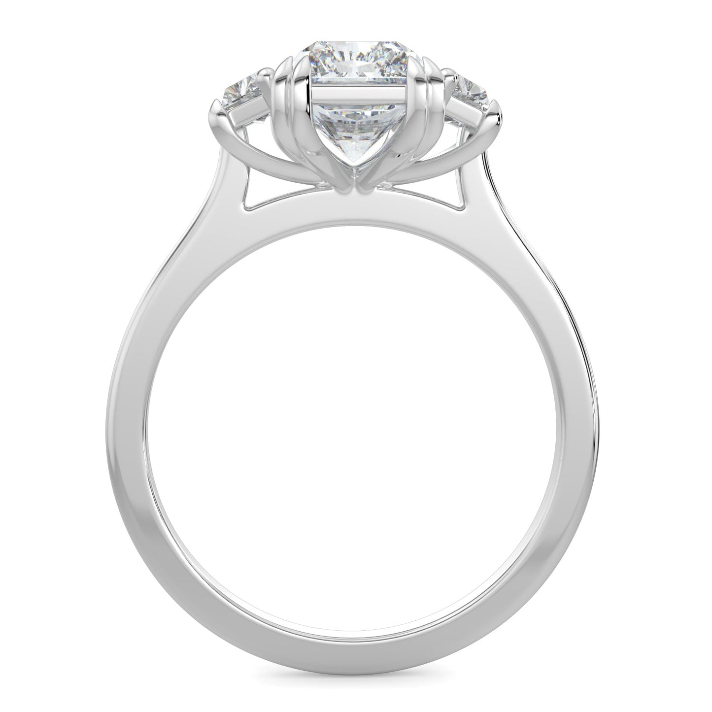 Caroline-1.50 Carats Radiant Moissanite Three Stone Engagement Ring