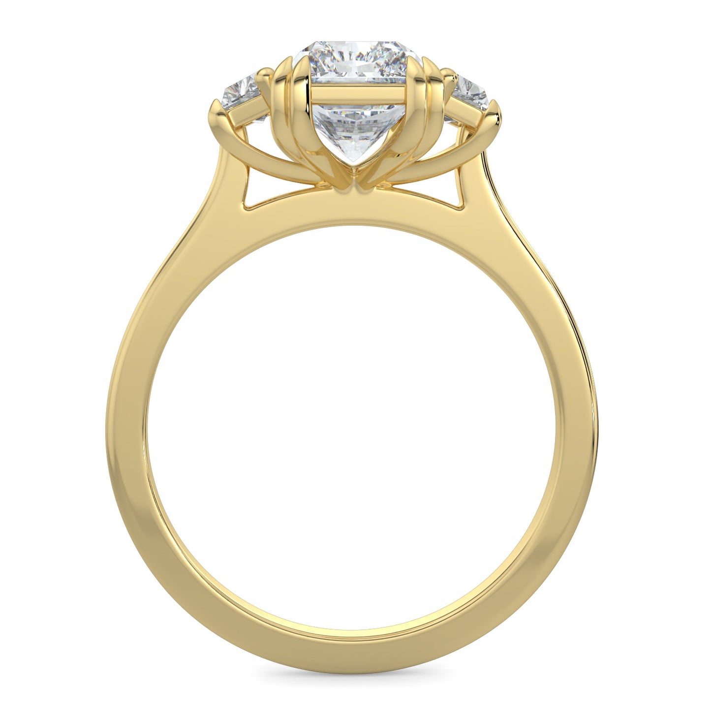 Caroline-1.50 Carats Radiant Moissanite Three Stone Engagement Ring
