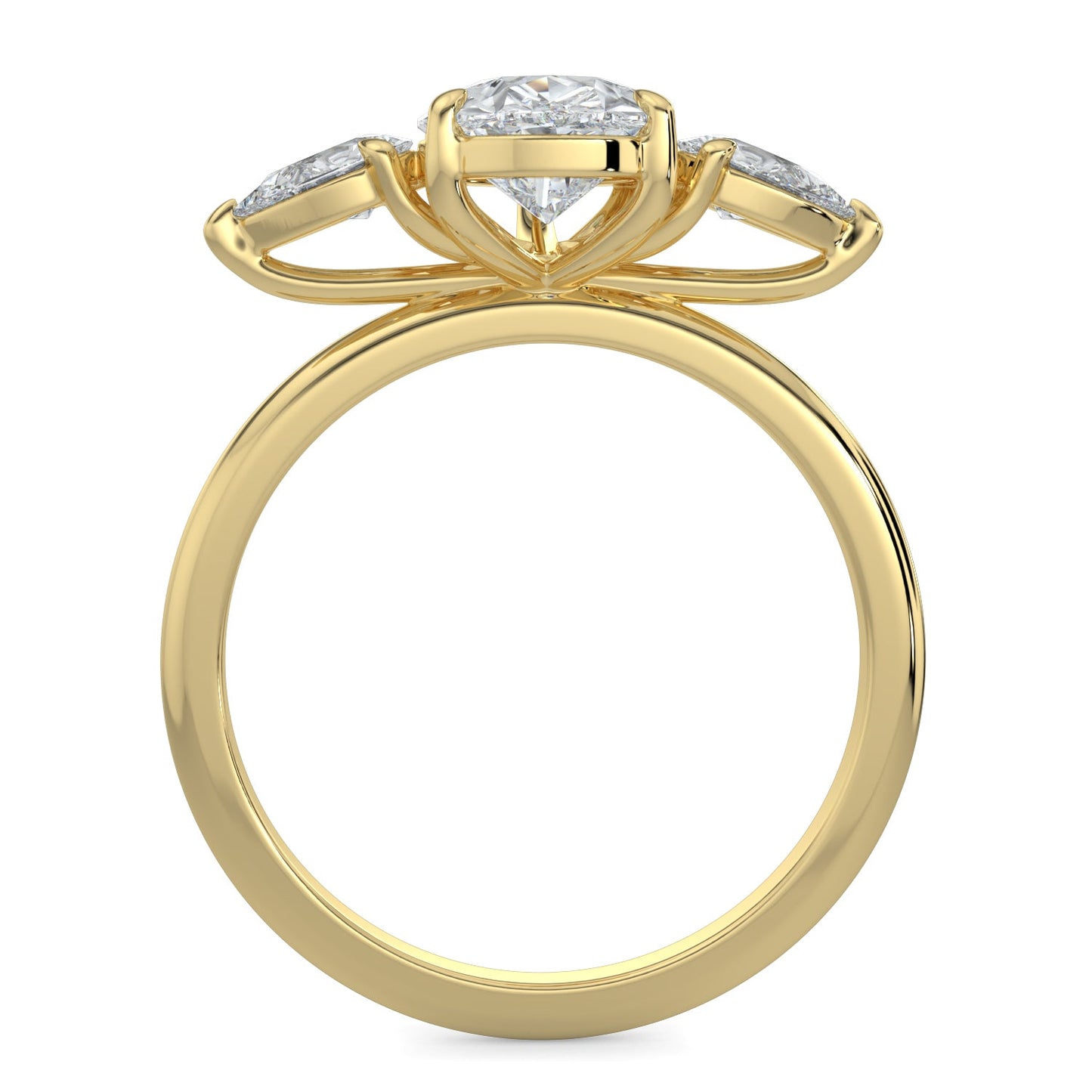 Sarah-1.0 Carats Pear Moissanite Three Stone Engagement Ring
