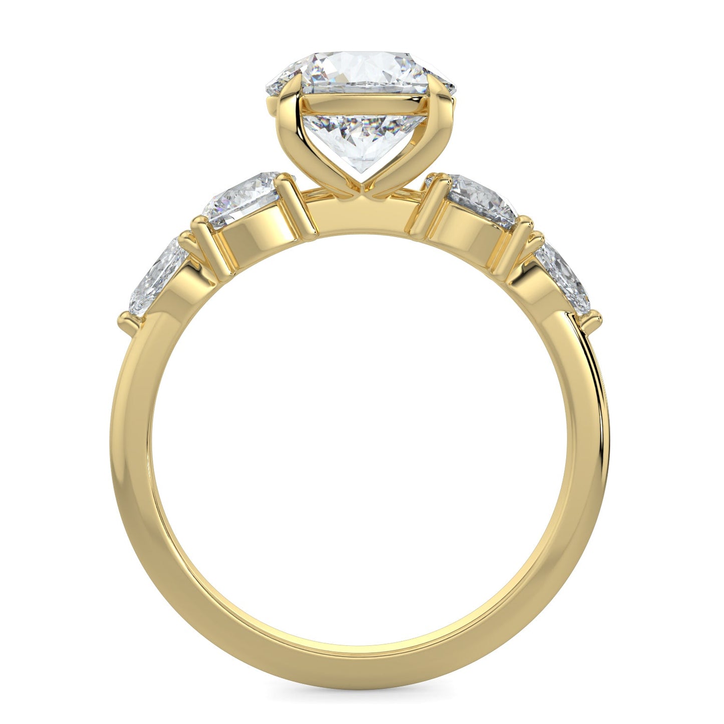 Skylar-1.30 Carats Round Moissanite Cluster Engagement Ring