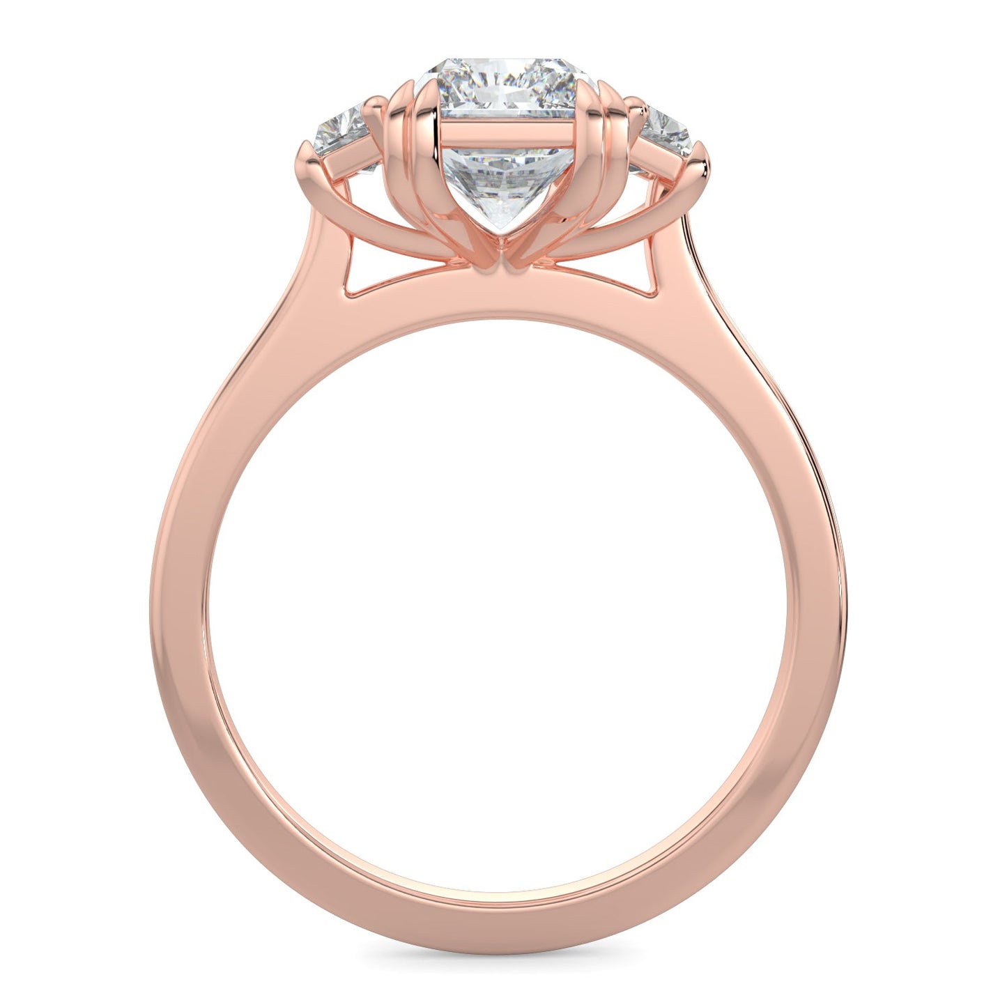 Caroline-1.50 Carats Radiant Moissanite Three Stone Engagement Ring