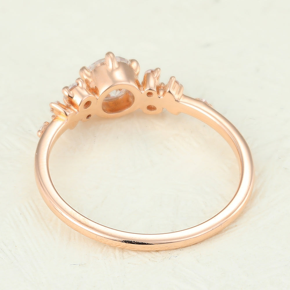 Alexandria-0.41 Carats Round Moissanite Cluster Engagement Ring