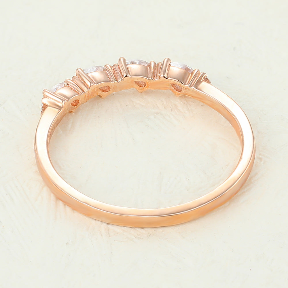 Isabelle-0.33 TCW Pear & Round Moissanite Bezel Wedding Band