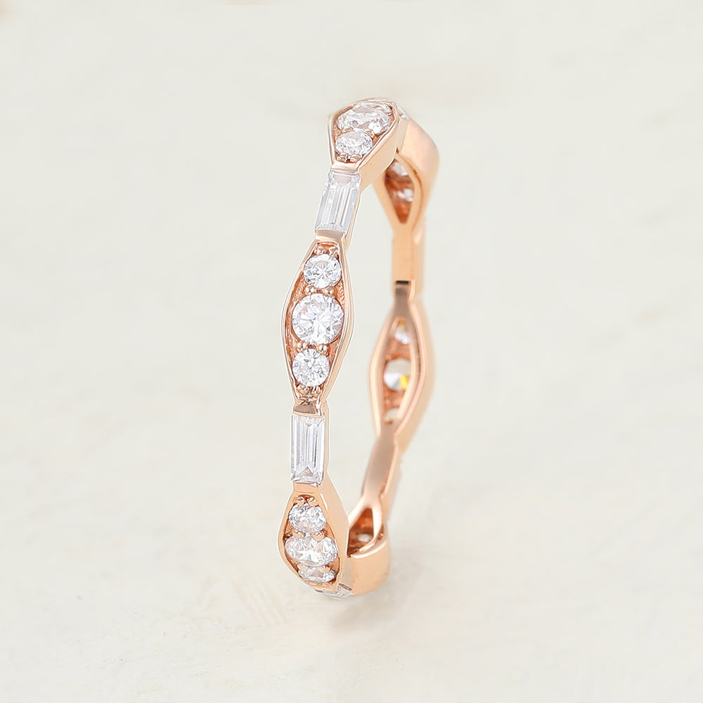 Tristan-0.72 TCW Baguette & Round  Moissanite Etenity Wedding Band