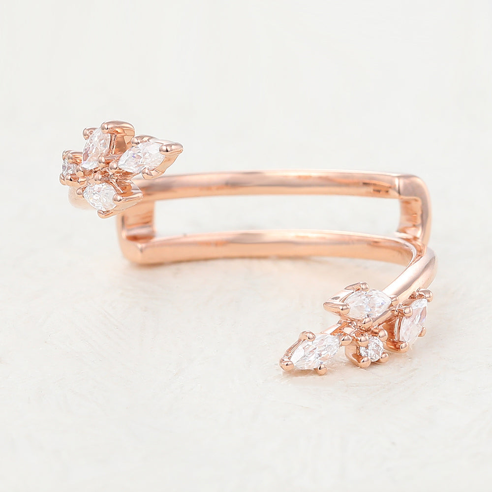 Hailey-0.26 TCW Marquise & Round Moissanite Open Wedding Band