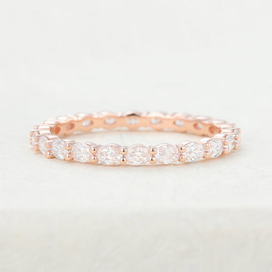 Zachary-1.32 TCW Oval Moissanite Bezel Wedding Band