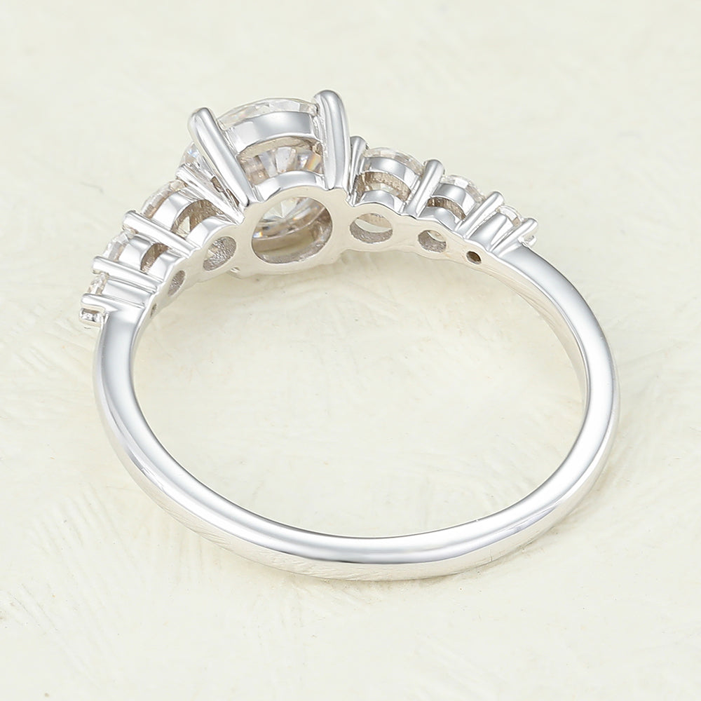 Dahlia-0.88 Carats Round Moissanite Pave Engagement Ring