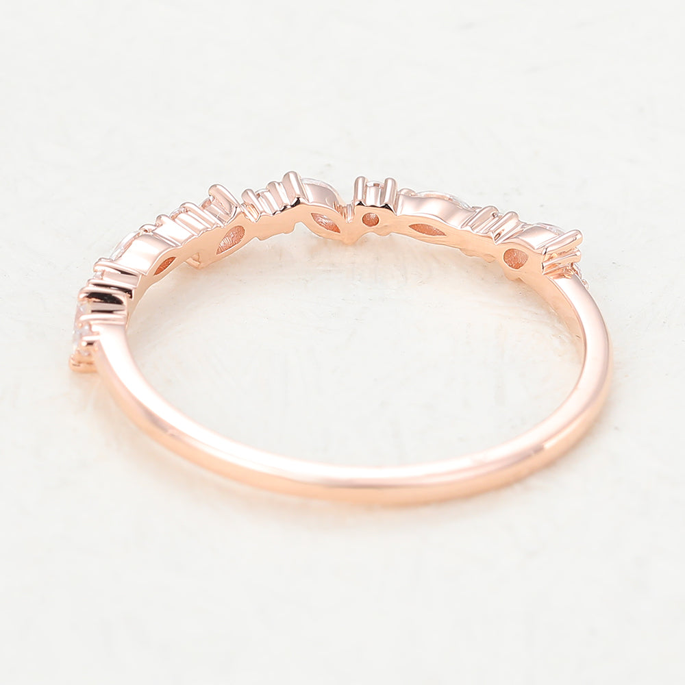 Gianna-0.42 TCW Pear, Marquise & Round  Moissanite Half Eternity Wedding Band