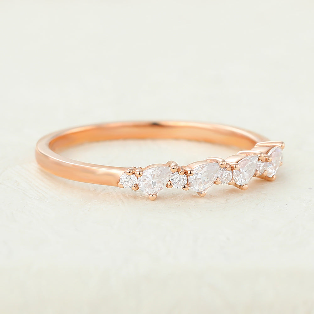Isabelle-0.33 TCW Pear & Round Moissanite Bezel Wedding Band