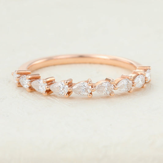 Ayden-0.63 TCW Pear Moissanite Vintage Wedding Band