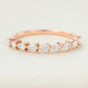 Ayden-0.63 TCW Pear Moissanite Vintage Wedding Band