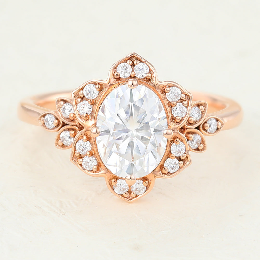Juliette-1.33 Carats Oval Moissanite Vintage Engagement Ring
