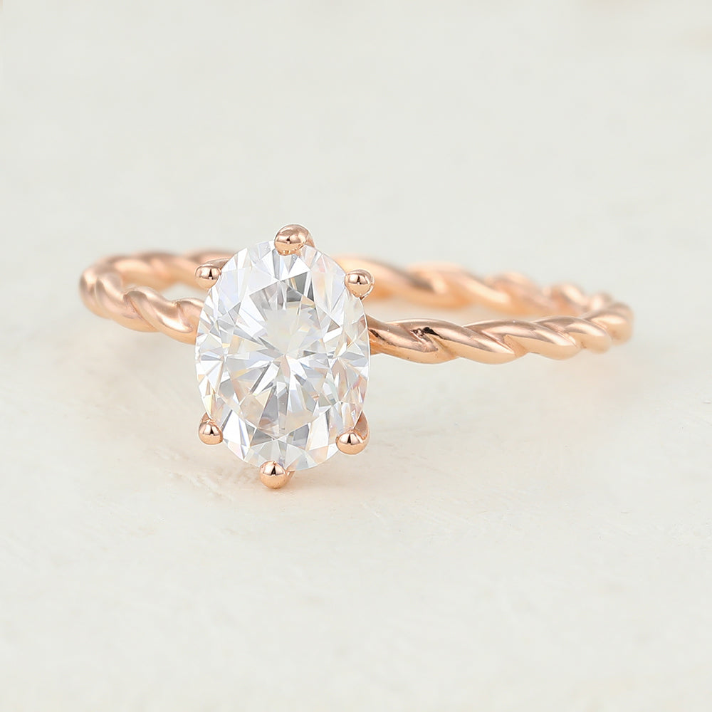 Evangeline-1.33 Carats Oval Moissanite Solitaire Engagement Ring