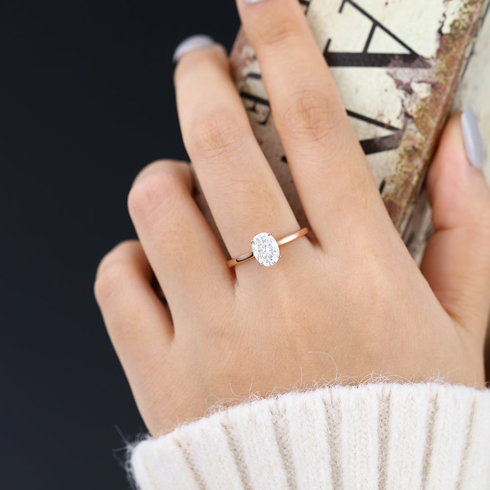 Ana-1.33 Carats Oval Moissanite Solitaire Engagement Ring