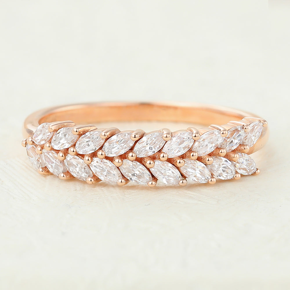Taylor-0.72 TCW Marquise Moissanite Unique Etenity Wedding Band