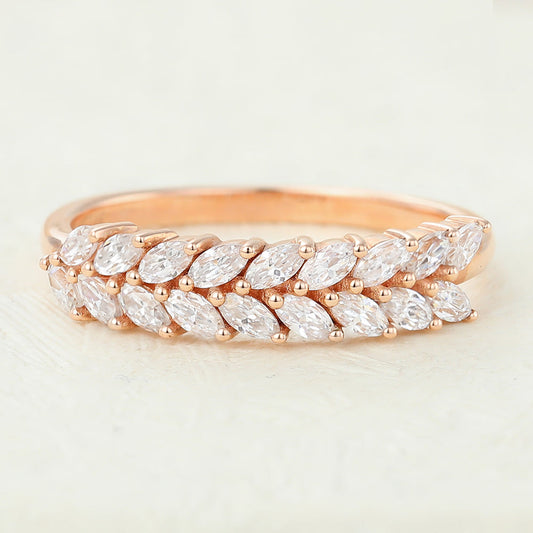 Taylor-0.72 TCW Marquise Moissanite Unique Etenity Wedding Band