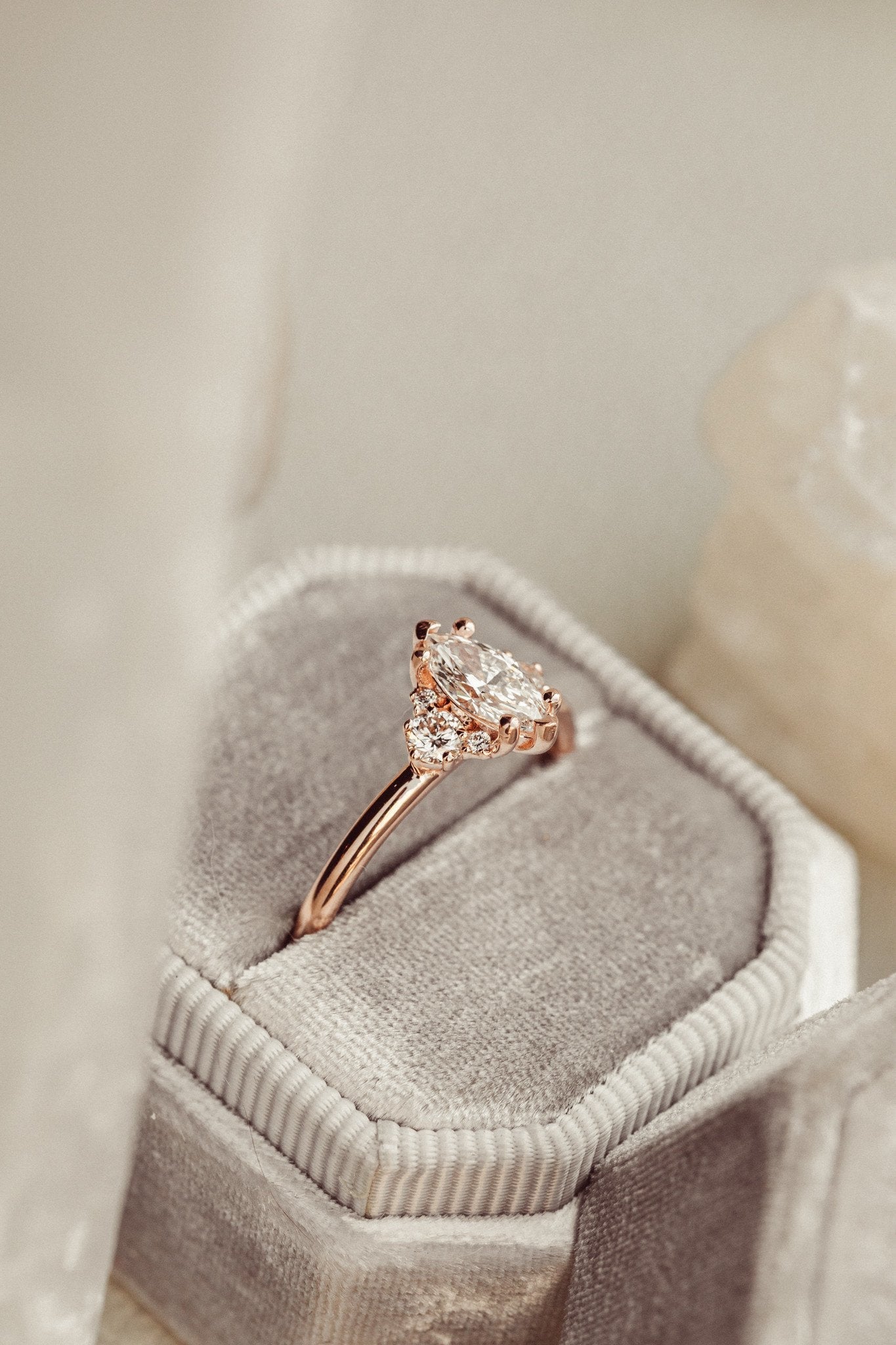 0.50 CT Carats Marquise Cut Moissanite diamond Cluster Style Engagement Ring